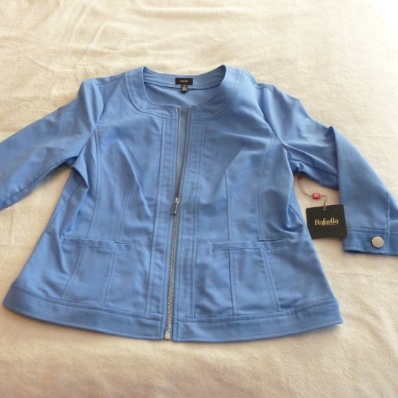 Rafaella Blue Marina Jacket Shirt zip up Top 8 pockets - Picture 3 of 12